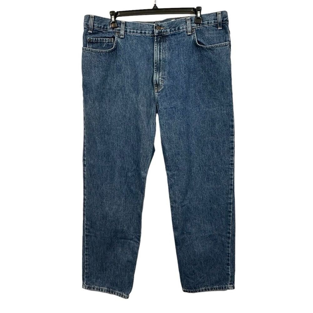 Mens Jeans 44x32 Blue Denim Relaxed Fit Straight Leg Big Tall 44 Waist 32 Inseam